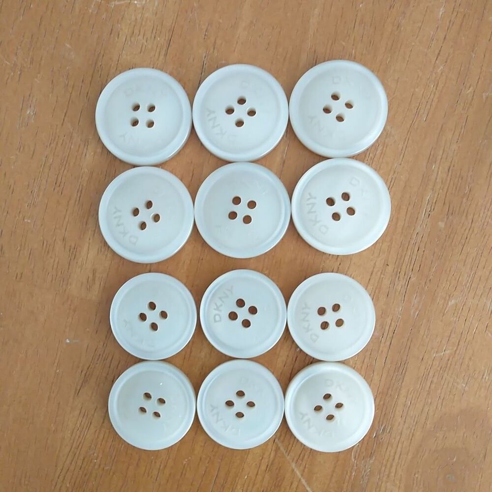DKNY Replacement Buttons For Coats Spell Out White Cream 4 Holes Donna Karan 12x